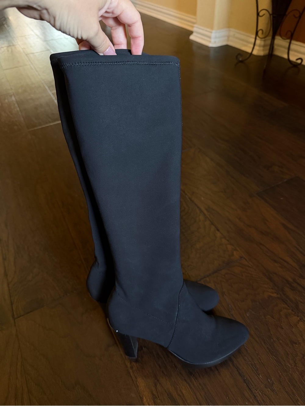 Donald Pliner Enisa Platform Black Tall Stretch 3.5" Heeled Sock Boots Size 7